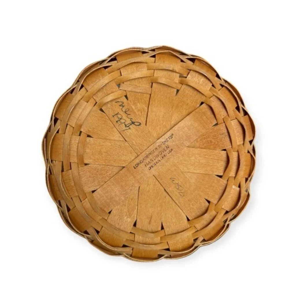 🌻Vintage Longaberger Button Basket 1997 Handwoven Maple Leather Handles